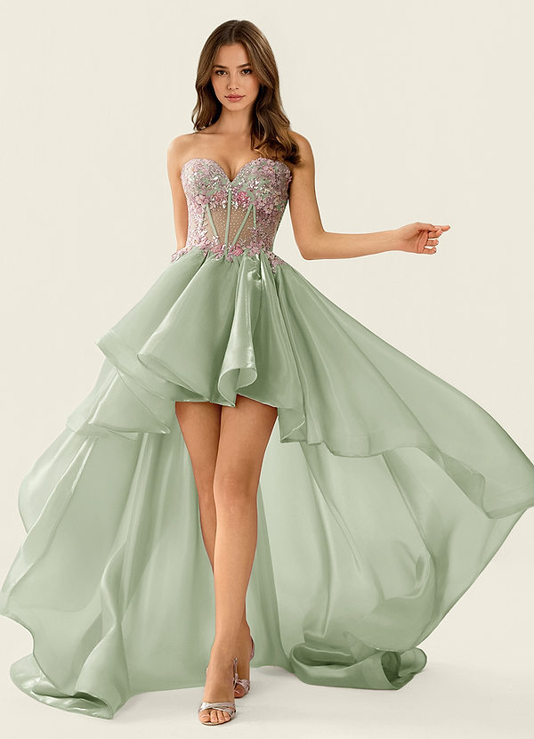 Yasmina Salvie Korset Blondekjole Med Flæser Og Snøreeffekt På Ryggen image1