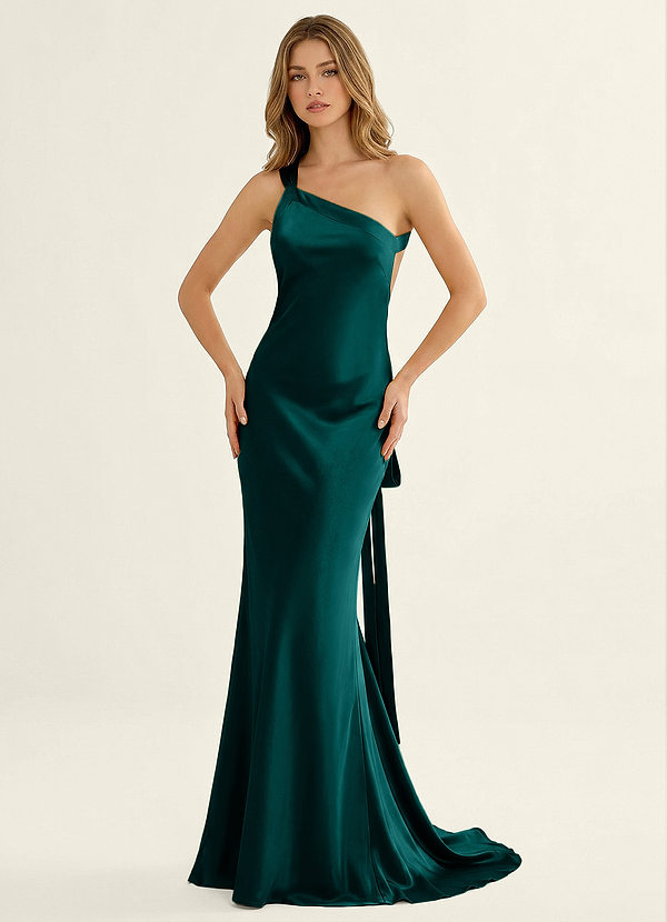 Persephone Peacock Satin Prom Dress image1