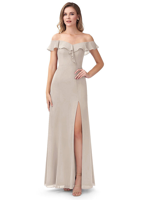 Azazie Sophie Bridesmaid Dresses A-Line Off the Shoulder Chiffon Floor-Length Dress image1