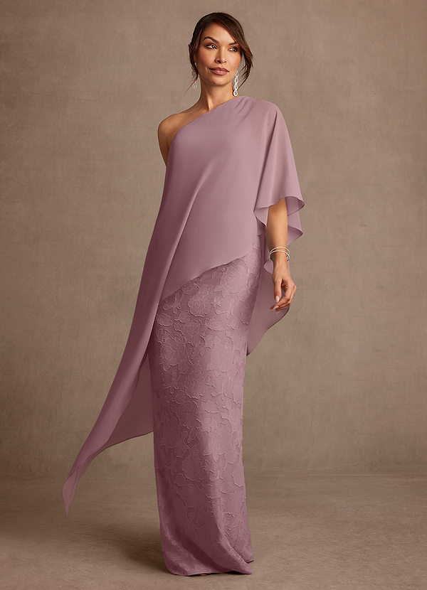 Azazie Wilma Klänningar till brudens mor Klä Tubklänning i Blommig Utbrändhet Ena axeln Dammig Ros image1