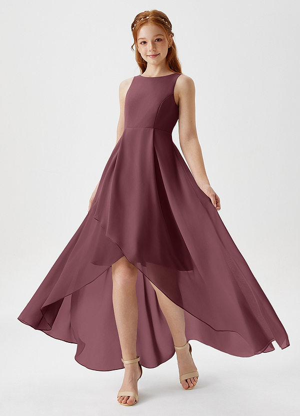Azazie Lizette Junior Sangria A-Line Pleated Chiffon Dress image1
