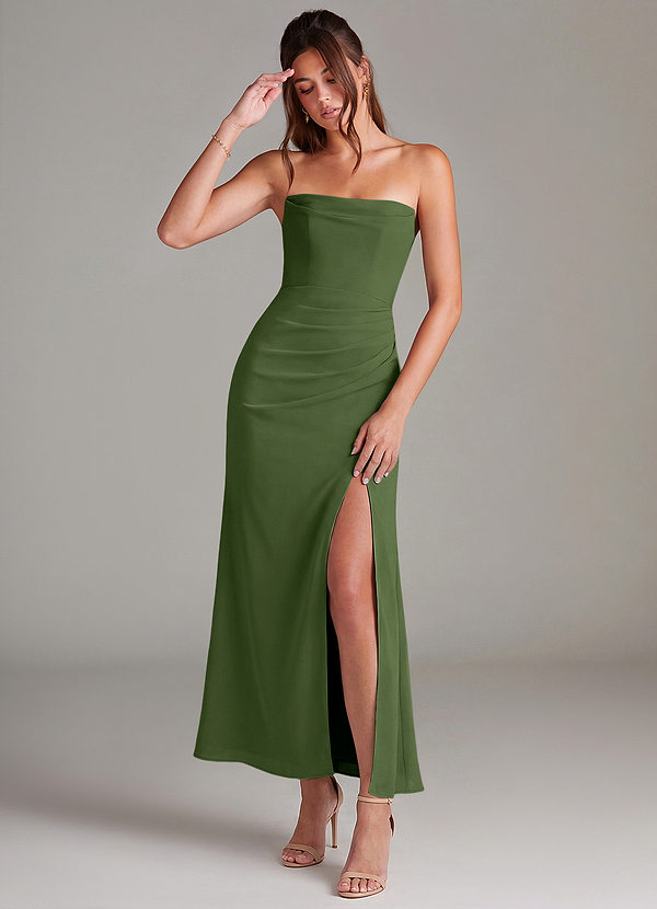 Azazie Leonis Bridesmaid Dresses Olive Mermaid Strapless Chiffon Convertible Dress image1