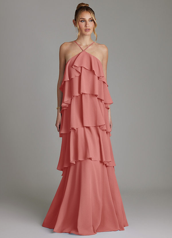 Azazie Deena Abiti da Damigella Abito A-Line in Chiffon Drappeggiato Rosa Antica image1