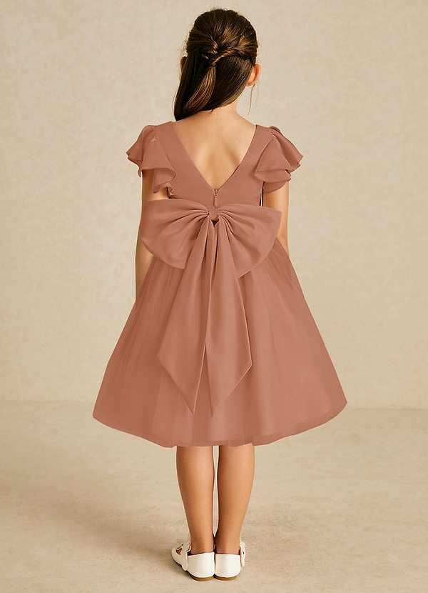 Azazie Kaeya Robes de Fillette d'Honneur Robe Trapèze en Tulle Arc Bronze image1