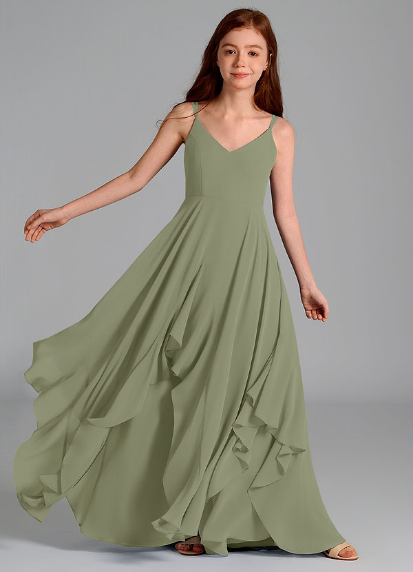 Azazie Karan Junior Pistachio A-Line Chiffon Dress image1