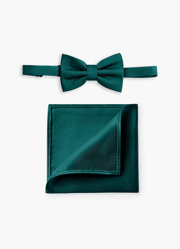 front Boy's Adjustable Stretch Satin Bow Tie & Pocket Square Set