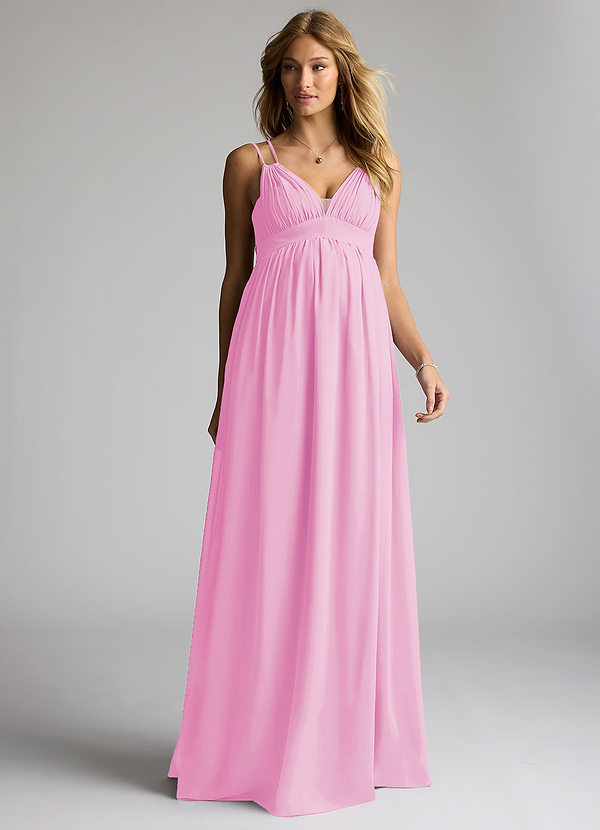 Azazie Emree Maternity Bridesmaid Dresses A-Line Chiffon Floor-Length Dress image1