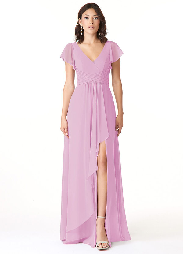 Azazie Omari Bridesmaid Dresses Candy Pink A-Line Chiffon Dress image1