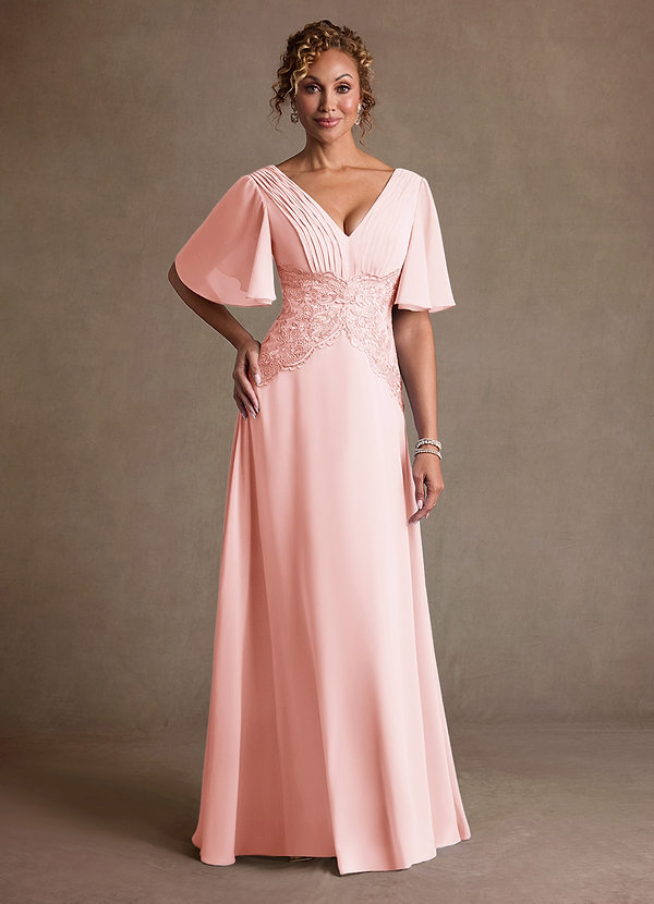 Azazie Milliat Suknie dla Matki Panny Młodej Linia A Koronka Szyfon Długość podłogi Sukienka image1