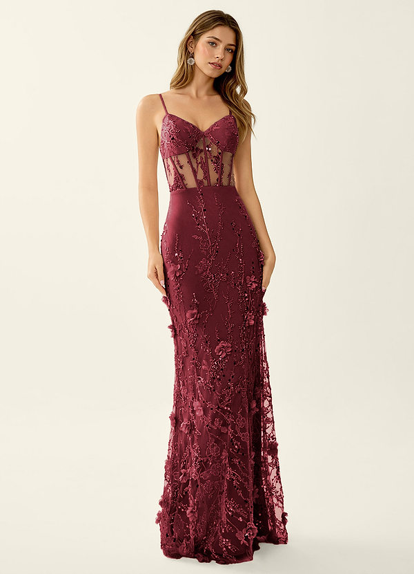 Risqunma Vino Abito da ballo in tulle con perline e ricami di paillettes e fiori 3D image1