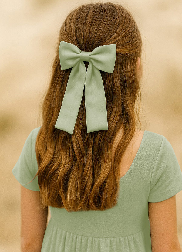 front Girls Satin Bow Hair Clip Set