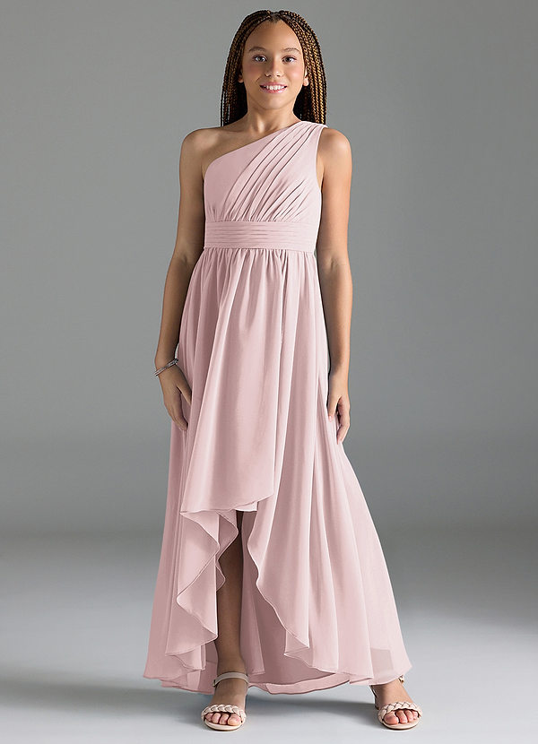 Azazie Mathilda Junior Bridesmaid Dress in Blushing Pink | Azazie