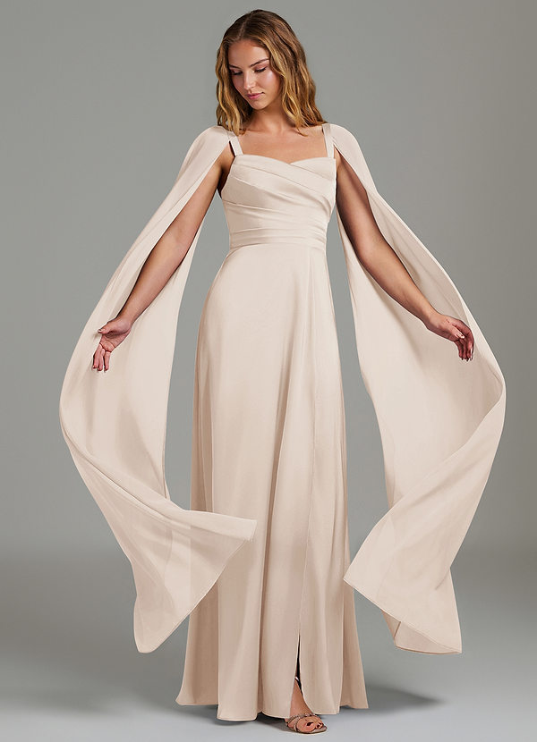 Azazie Niveah Bridesmaid Dresses White Alabaster A-Line Strapless Stretch Satin Convertible Dress image1
