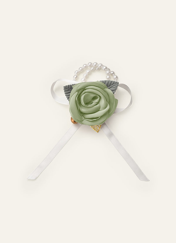 front Matching Color Stretch Satin Wrist Corsage