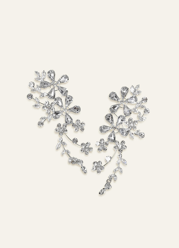 front Statement Crystal Flower Cluster Earrings