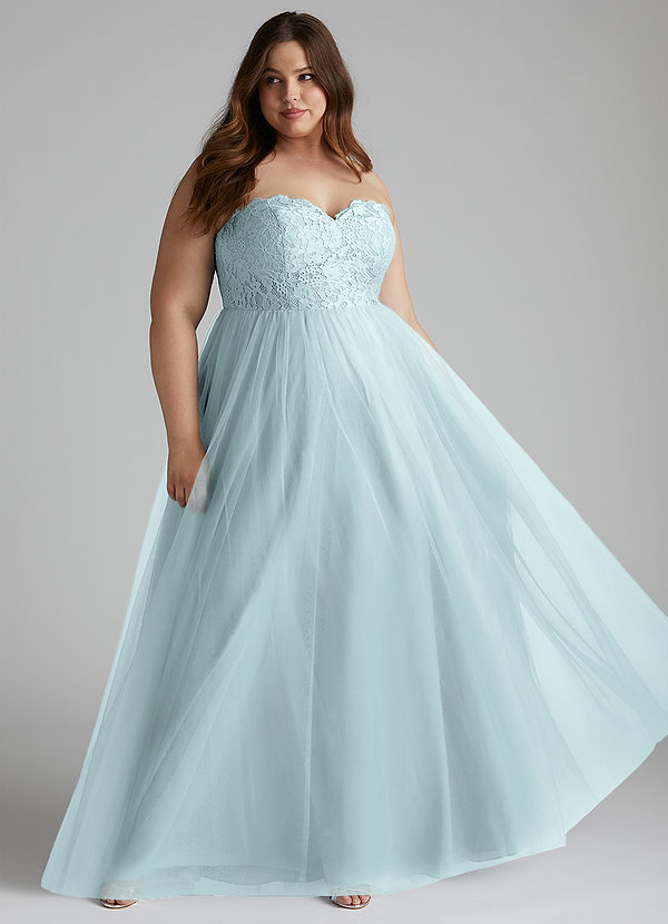 Azazie Roni Brudtärneklänningar Klä av A-Linje i Tyll Älskling Halsringning Dimma Konvertibel image1