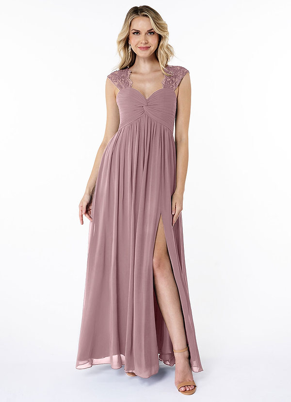 Azazie Basset Brudepigekjoler A-Line Sweetheart halsudskæring Chiffon Gulv-længde Kjole image1