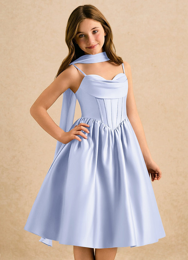 Azazie Shona Girls Formal Bloemenmeisjes Jurken A-Lijn Jurk van Mat Satijn Sweetheart Halslijn Lavendel image1