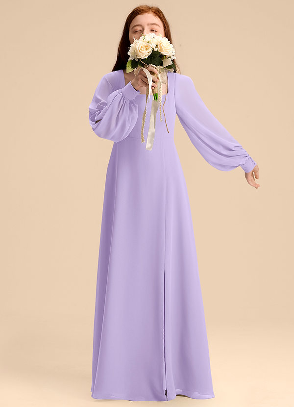 Azazie Bondi Junior Abito A-Line in Chiffon Blusa Lilla image1