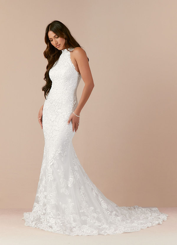 Azazie Eden Wedding Dresses Diamond White Mermaid Lace Dress image1