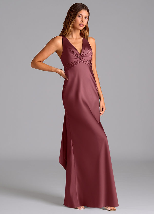 Azazie Hati Brudtärneklänningar Klä av Sjöjungfru i Stretch Satin Desert Rose image1