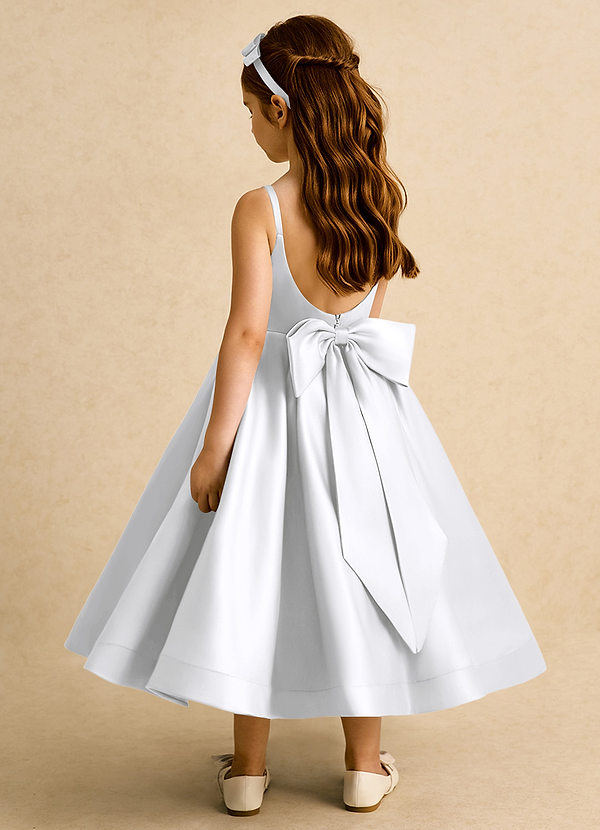 Azazie Babs Flower Girl Dresses White Ball-Gown Pleated Matte Satin Dress image1