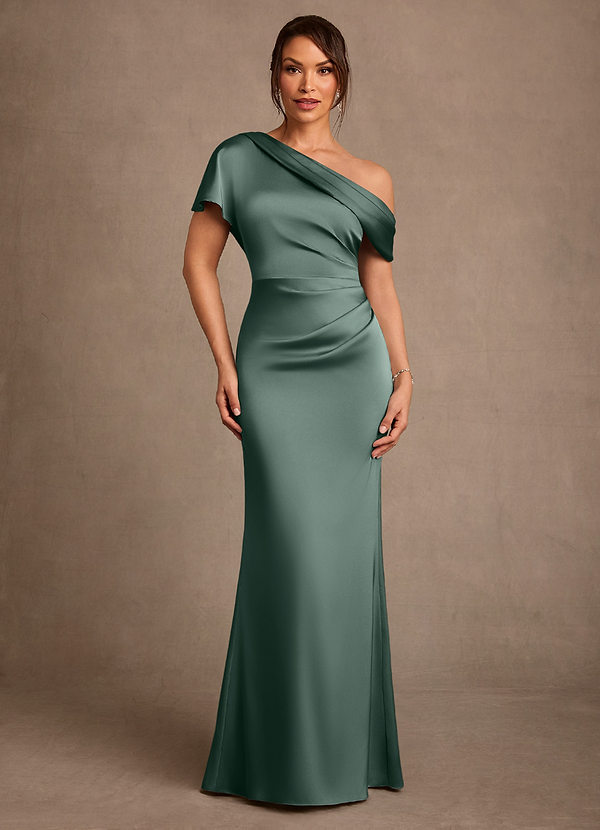 Azazie Rutha Suknie dla Matki Panny Młodej Osłona Jedno ramię Satyna elastyczna Długość podłogi Sukienka image1