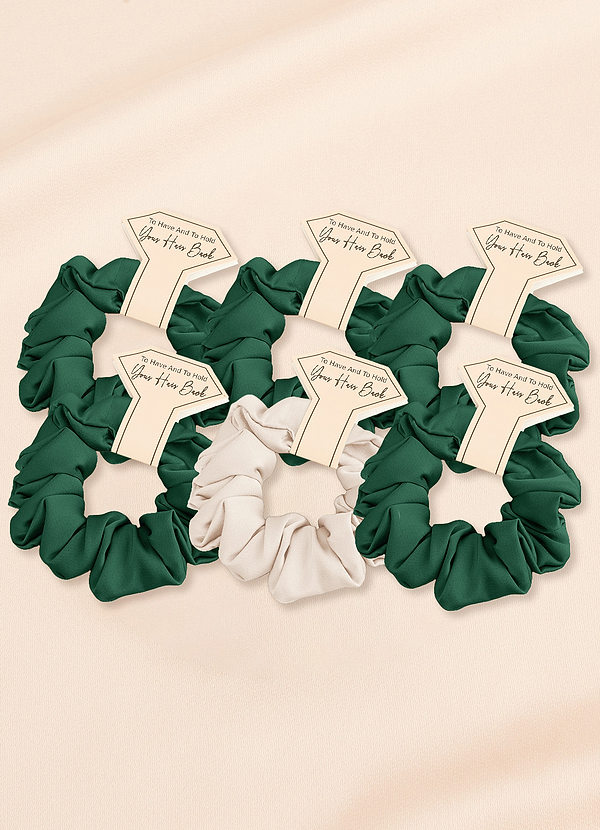 front Farblich Passendes, Sechsteiliges Scrunchie-Set Für Brautjungfern Aus Stretch-Satin In Verschiedenen Farben