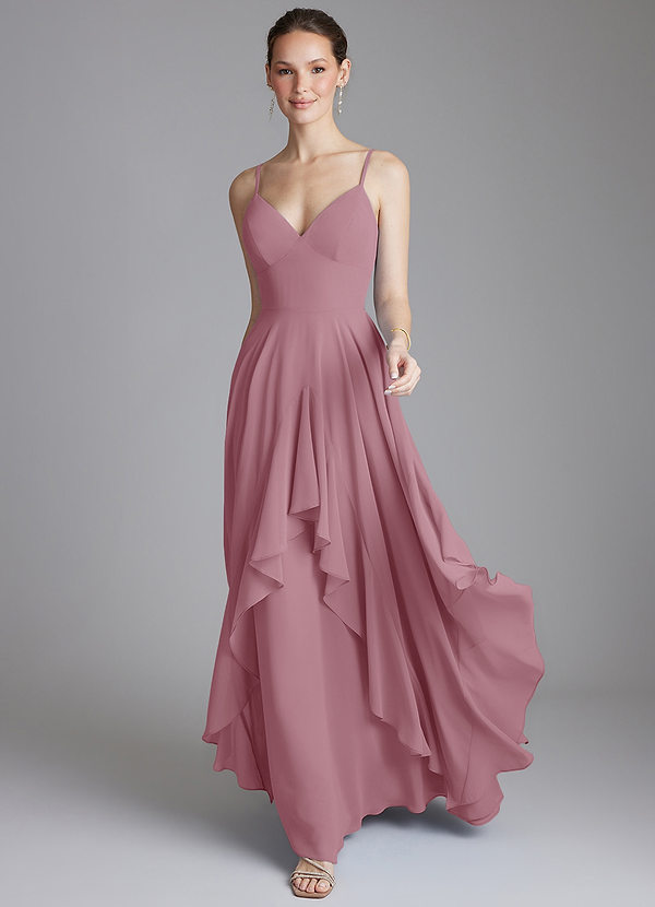 Azazie Zaina Bridesmaid Dresses Vintage Mauve A-Line Chiffon Dress image1