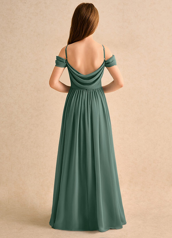 Azazie Shia Girls Formal Blumenkinder Kleider A-Linie Schulterfrei Chiffon Kleid Seemoos image1