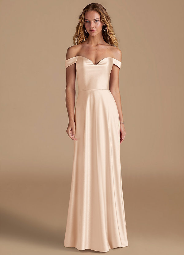 Azazie Jackalin Abiti da Damigella Abito Convertibile A-Line in Raso Metallizzato a Spalla Scoperta Rosa Rossore image1