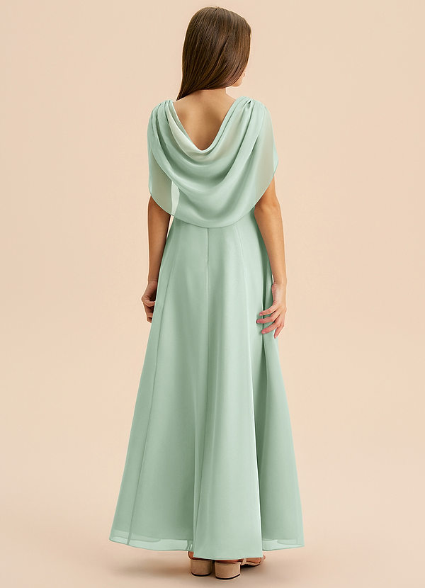 Azazie Lambie Junior Agave A-Line Pleated Chiffon Dress image1