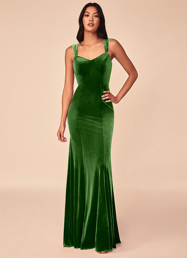 Azazie Lanessa Bridesmaid Dresses Ivy Mermaid V-Neck Keyhole Back Velvet Dress image1