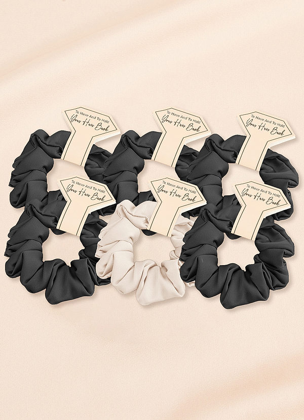 front Matching Color Six-Piece Mixed Color Bridesmaid Stretch Satin Regular Size Scrunchie Set