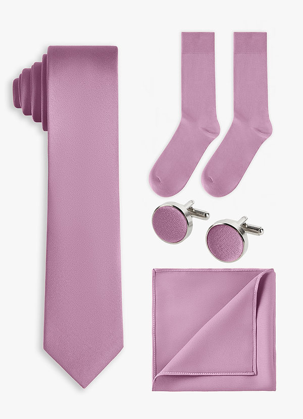 front Matching color 4-Piece Stretch Satin Skinny Tie Set