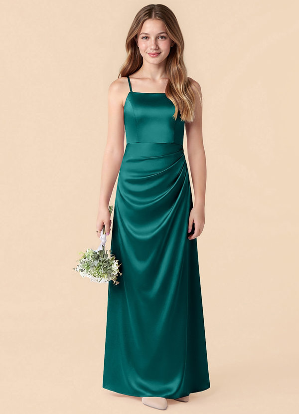 Renna Junior Peacock Mermaid Pleated Stretch Satin Dress image1