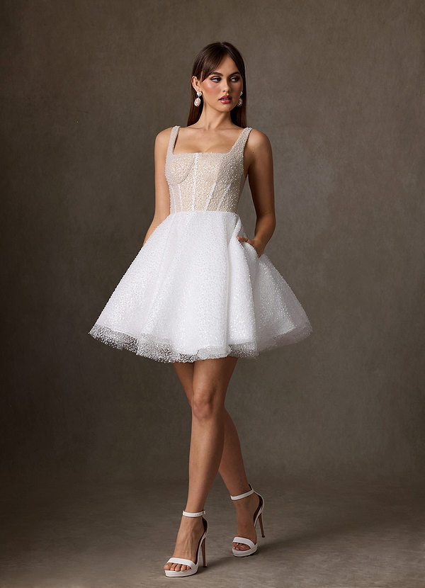 Azazie Avita Robe de Mariée Robe Trapèze en Perlage avec poches Diamant Blanc Champagne image1