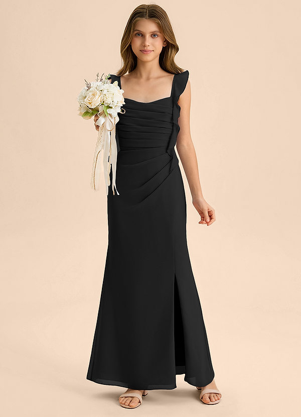 Azazie Jessamine Junior Vestido de Negro de Gasa de Corte Sirena con Escote de Corazón image1