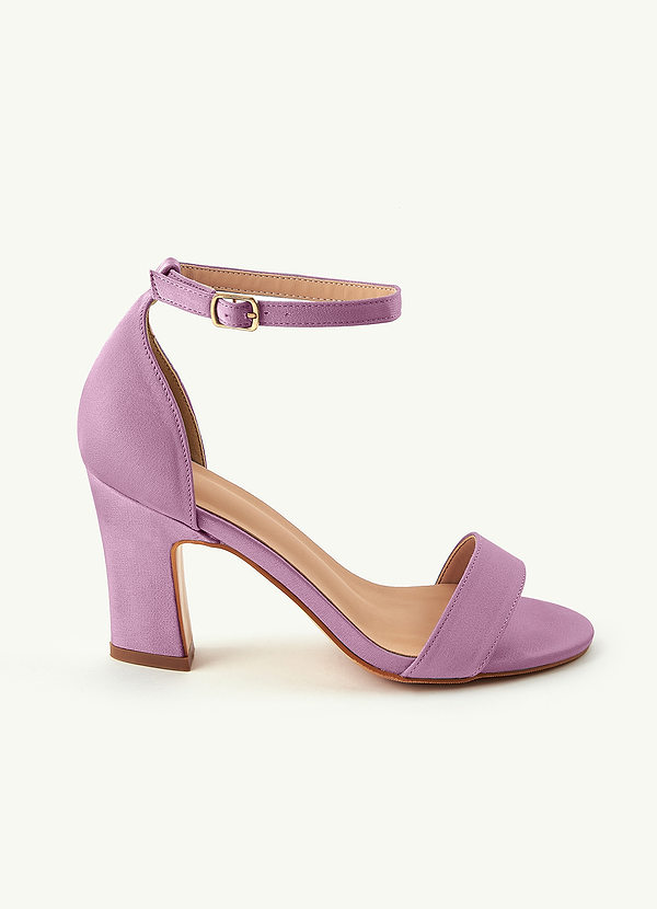 front Matching Color Stretch Satin One Strap Buckle Chunky Heel Sandals