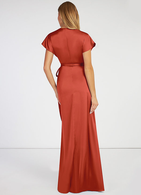 back Azazie Nico Stretch Satin Dress