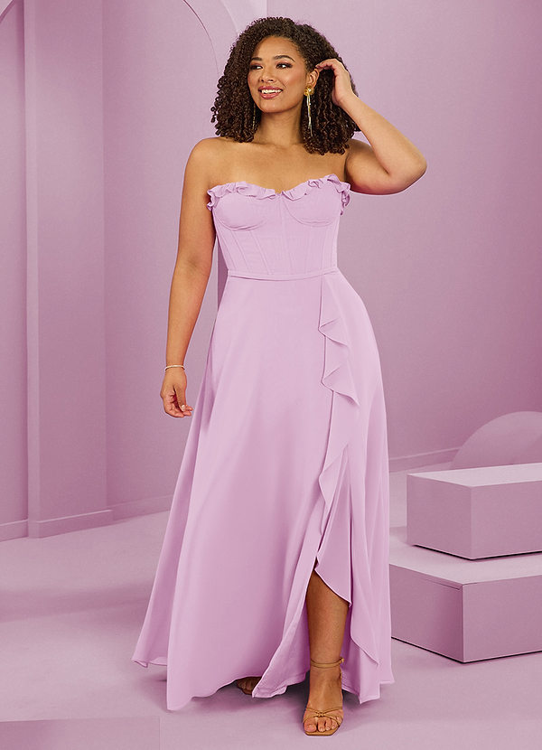 Barbie ♥ Azazie Bruidsmeisjes Jurken Jurk van Chiffon met A-Lijn Sweetheart Halslijn Snoep Roze image1