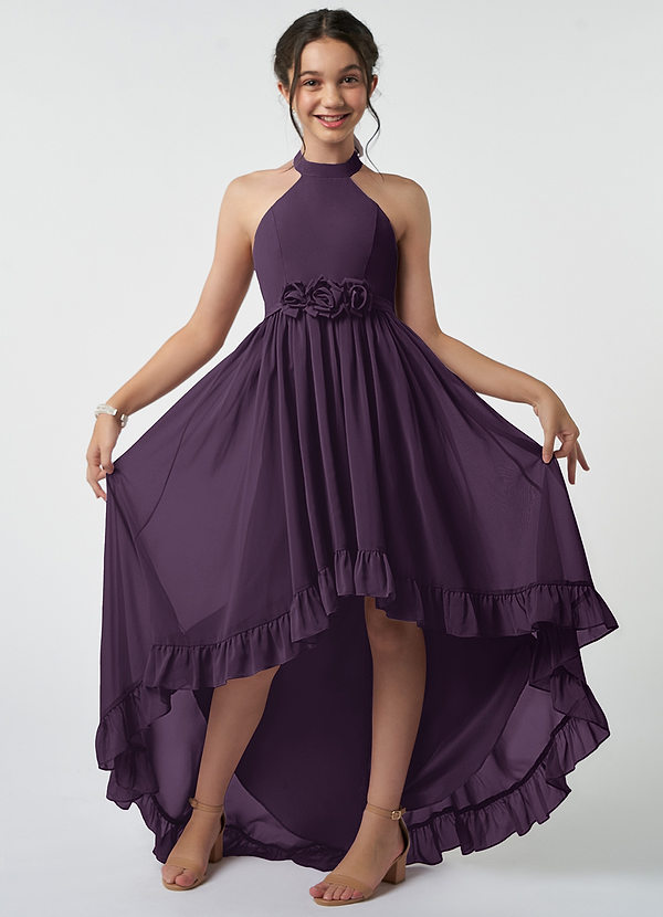 Azazie Hermione Junior Plum A-Line Chiffon Dress image1
