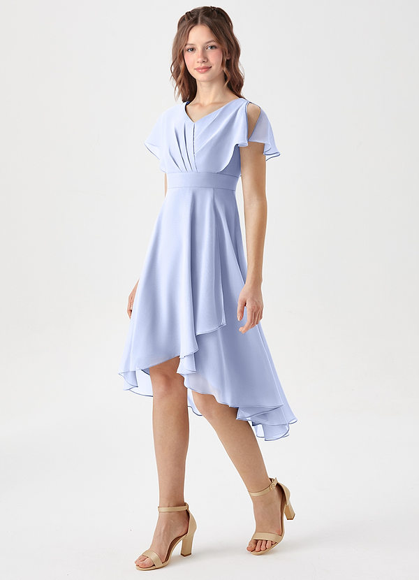 Azazie Graciela Junior Ice A-Line Pleated Chiffon Dress image1