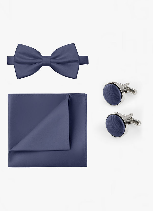 front Ensemble nœud papillon, pochette de costume et boutons de manchette assortis