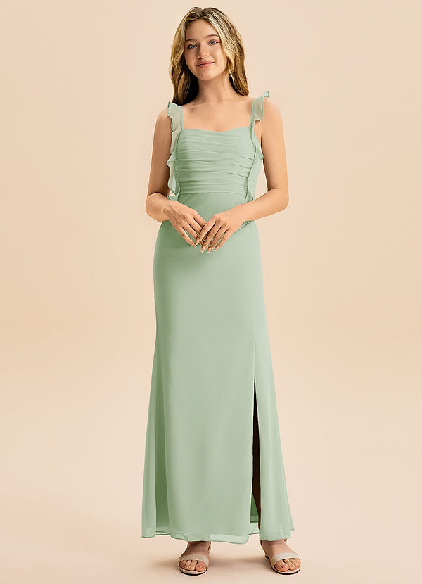 Azazie Jessamine Junior Dusty Sage Mermaid Sweetheart Neckline Chiffon Dress image1