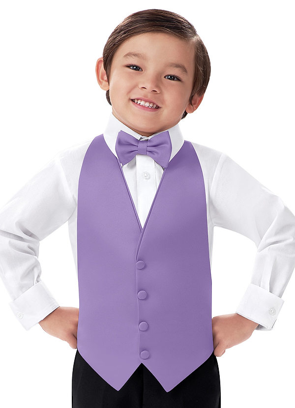 front Boy's Matte Satin Vest & Bow Tie Set
