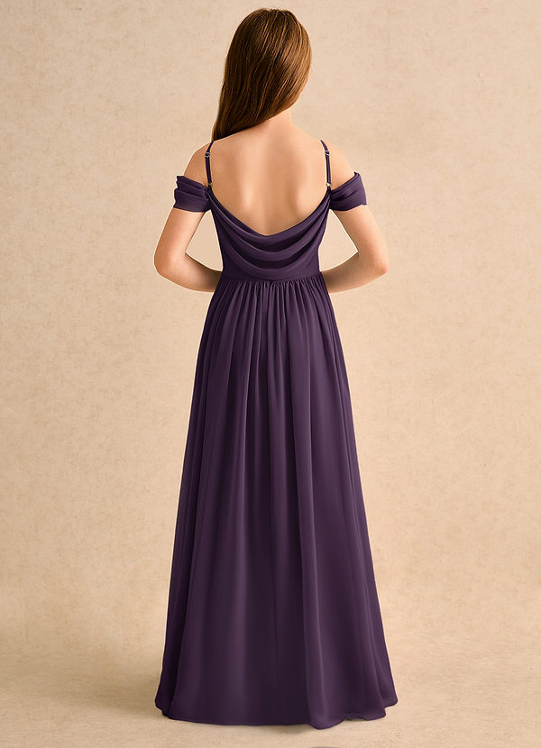 Azazie Shia Girls Formal Flower Girl Dresses Plum A-Line Off the Shoulder Chiffon Dress image1