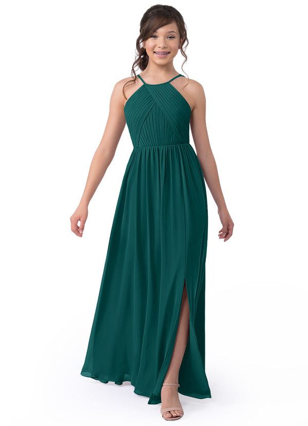 Peacock Azazie Leighton JBD Junior Bridesmaid Dresses | Azazie