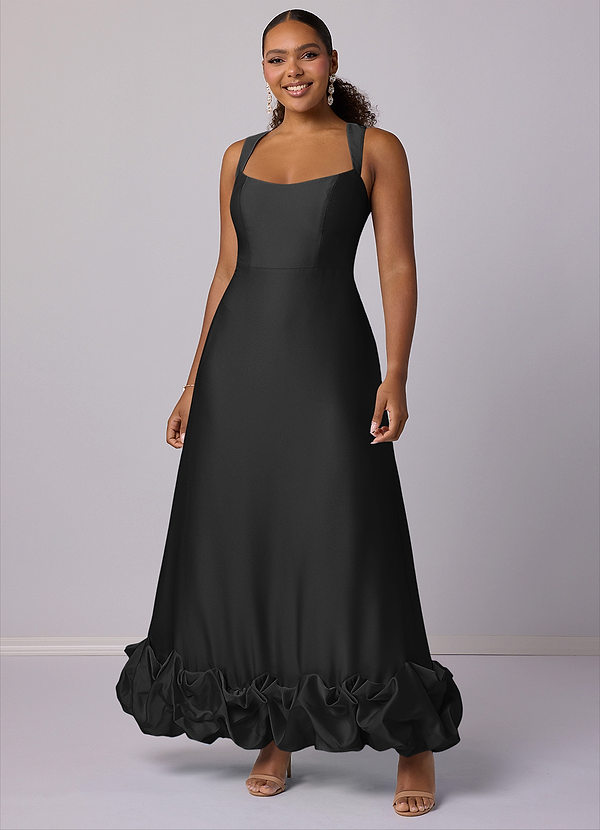 Barbie ♥ Azazie Bridesmaid Dresses A-Line Stretch Satin Ankle-Length Dress with Pockets image1