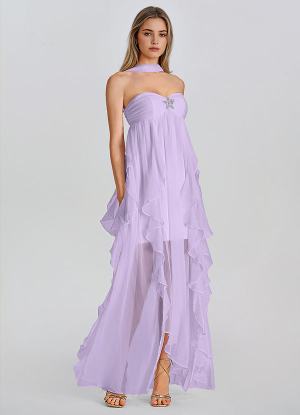 Therese Purper Strapless maxi-jurk met ruches en open rug image1